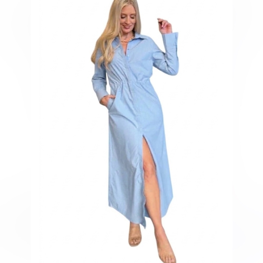 Nwt! Hancock “Alamo Maxi Dress” In Oxford Blue Size Medium